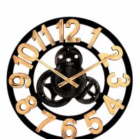 Rustic Wooden Gear Wall Clock