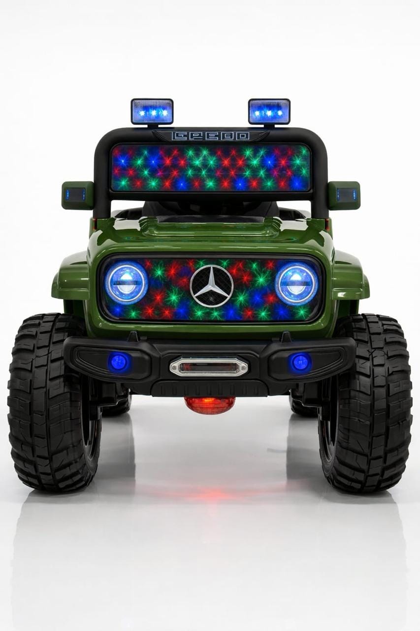 Kid's Army Style Electric Jeep with RGB Lights & Music