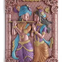 Radha Krishna Wall Art Panel with Flute Design
