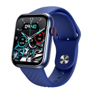 Bluetooth Smartwatch with HD Touch Display , Fitness Tracking & Long Battery Life – Blue Silicone Strap
