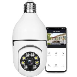 Smart 360° Panoramic Wireless WiFi Light Bulb Security Camera with Night Vision & Two-Way Audio