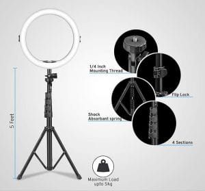 Ring Light Stand with Shock-Absorbent Spring