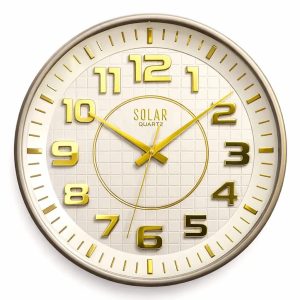 Solar Quartz Elegant Gold-Tone Analog Wall Clock