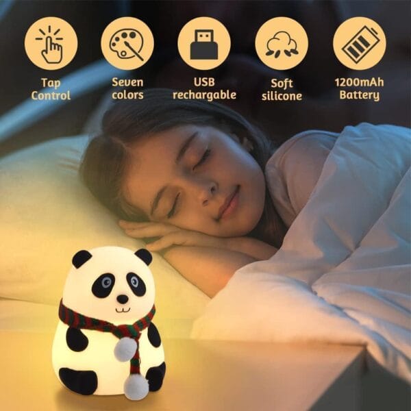 Cute Silicone Panda Night Light Fecture