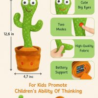 Dancing Cactus Talking Toy – USB Rechargeable Musical Plush with Mimicking Function,green coior