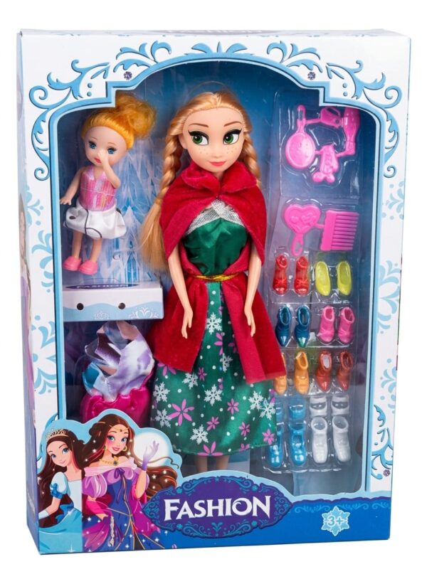 Fashion Doll Set with Mini Doll and 7 Pairs of Shoes - Multicolor Accessory Kit for Kids