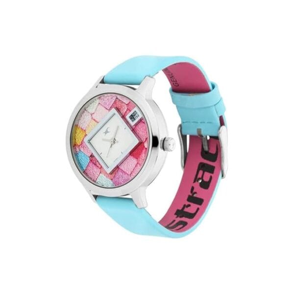 Fastrack Stunners Quartz Analog Pink Dial Leather Strap Watch for Girls