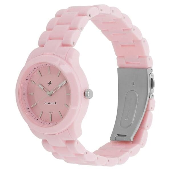 Fastrack Tropical Waters Quartz Analog Pink Dial Plastic Strap Watch for Girls back