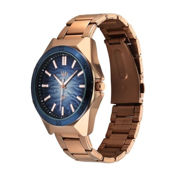 Fastrack Vyb Sundowner Blue Dial Rose Gold Strap Analog Watch for Men