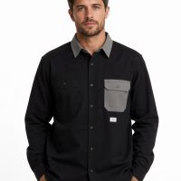 Men’s Contrast Collar & Pocket Shirt black