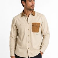 Men’s Contrast Collar & Pocket Shirt cream