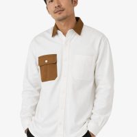 Men’s Contrast Collar & Pocket Shirt white
