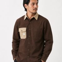 Men’s Contrast Collar & Pocket Shirt wine
