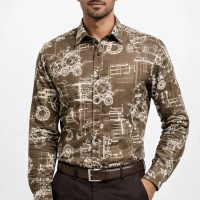 Men’s Noir Abstract Grunge-Art Printed Shirt – Black & Brown