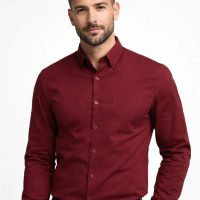 Men’s Premium Essential Oxford Button-Down Shirt Maroon