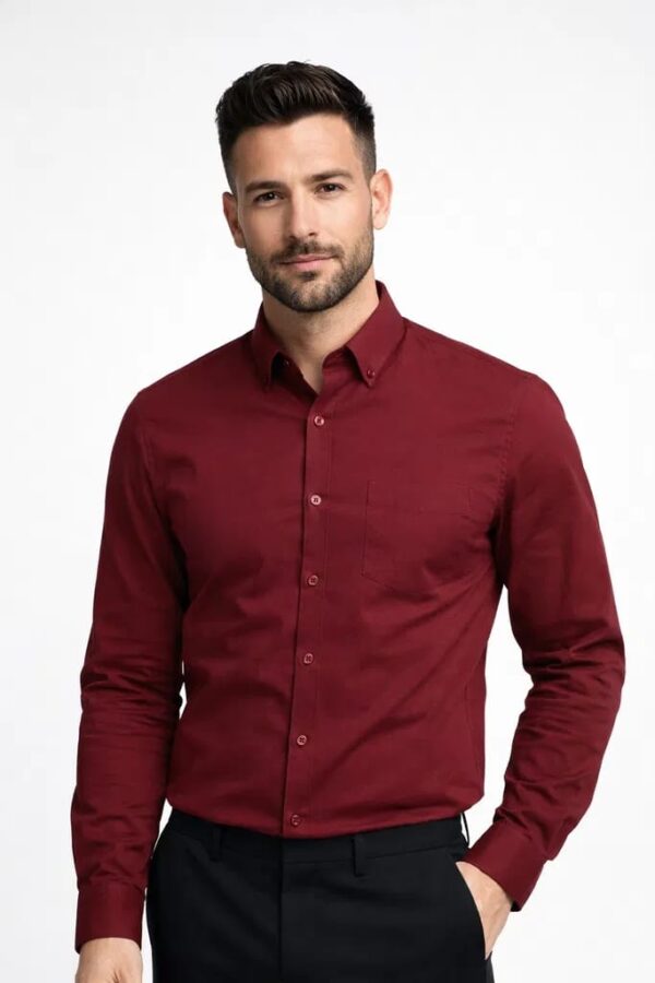 Men’s Premium Essential Oxford Button-Down Shirt Maroon
