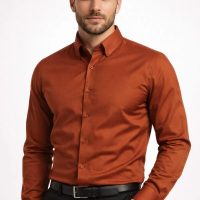 Men’s Signature Slim-Fit Broadcloth Dress Shirt Orange