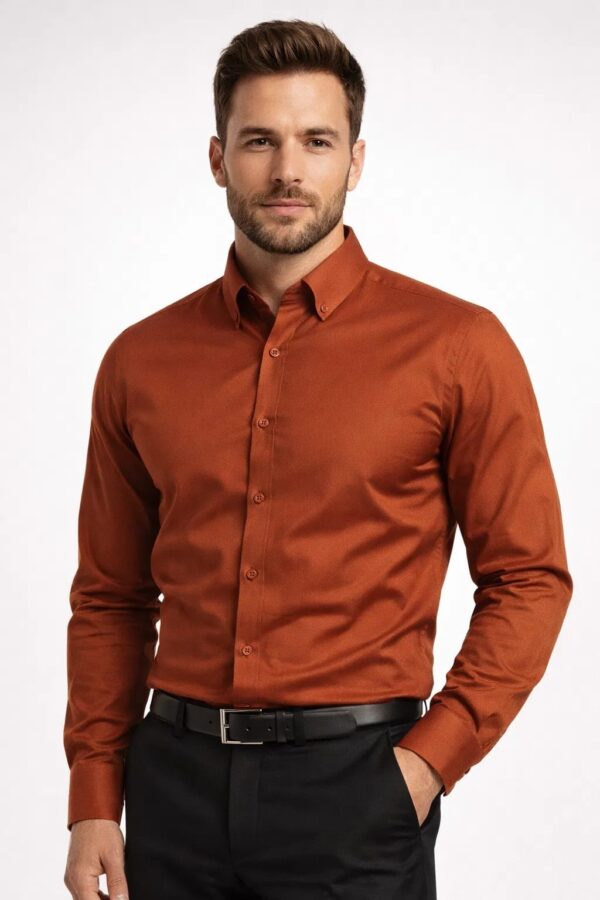 Men’s Signature Slim-Fit Broadcloth Dress Shirt Orange