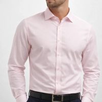 Men’s Signature Slim-Fit Broadcloth Dress Shirt – Pale Blush Pink