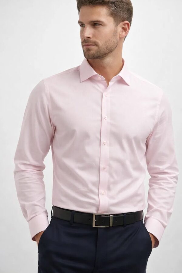 Men’s Signature Slim-Fit Broadcloth Dress Shirt – Pale Blush Pink