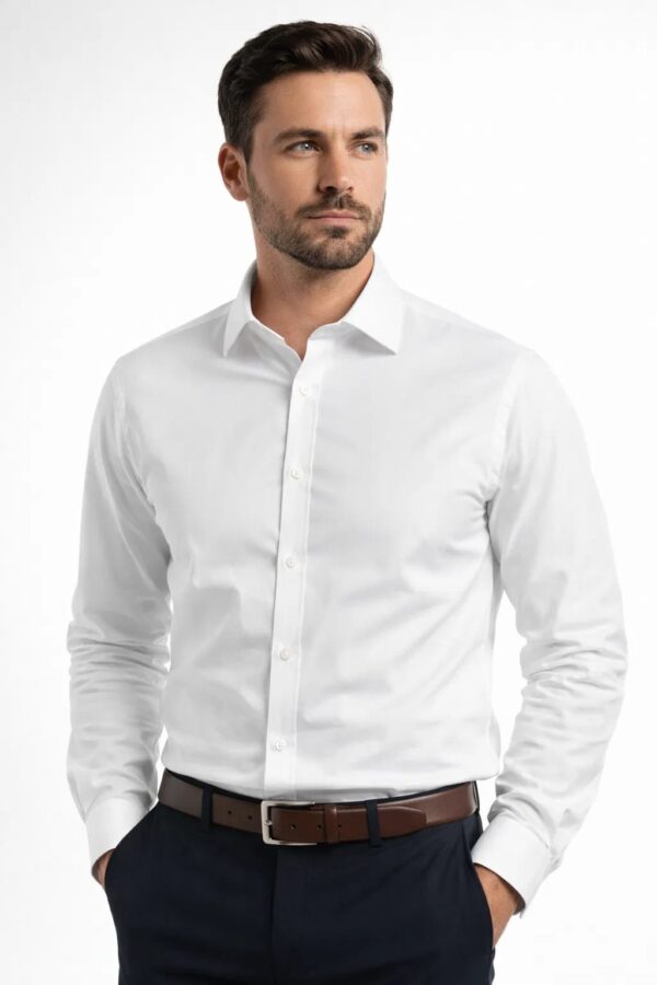 Men’s Signature Slim-Fit Broadcloth Dress Shirt – White