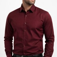 Men’s Signature Slim-Fit Broadcloth Dress Shirt – Wine