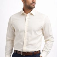 Men’s Signature Slim-Fit Broadcloth Dress Shirt –Off White