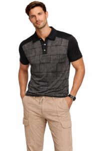 Men’s Polo T-shirt – Charcoal & Black