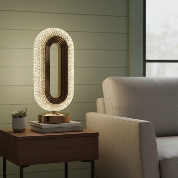 Modern Crystal Halo LED Table Lamp –