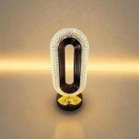 Modern Crystal Halo LED Table Lamp – Cordless Rechargeable Night Light with Touch Control, Diamond-Pattern Acrylic Shade,