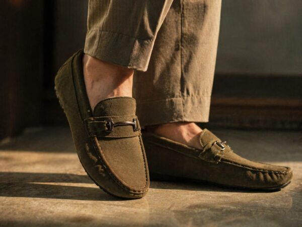 Perfect Stylish Bit Loafers For Men (Olive Green)