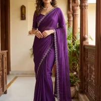 Royal Plum Chiffon Saree