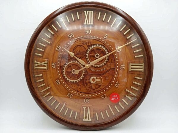 Solar Time Décor Wood-Finish Steampunk Wall Clock 1