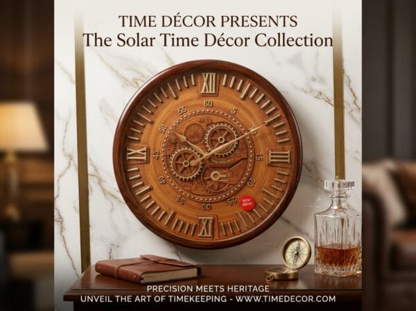 Solar Time Décor Wood-Finish Steampunk Wall Clock 2