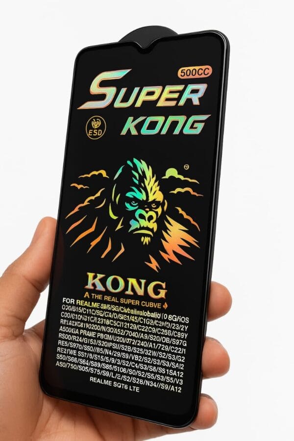 Super Kong 500CC Tempered Glass Screen Protector – Ultra-Tough 11D Curved Edge Protection for Realme & Universal Models
