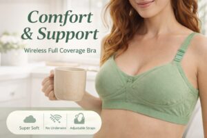 Super Soft Comfortable Everyday Bra with Adjustable Straps (Green)