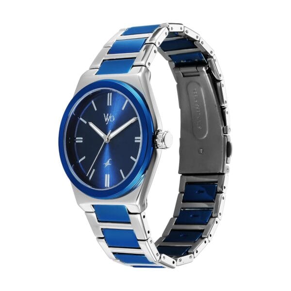 WB Premium Blue Dial Stainless Steel Analog Watch for Men with Designer Bracelet Strap Back said