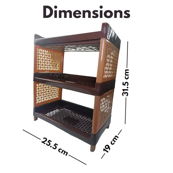 Premium 3-Tier Multipurpose Plastic Storage Rack – Modular Organizer Stand for Kitchen, Bathroom, and Home Office