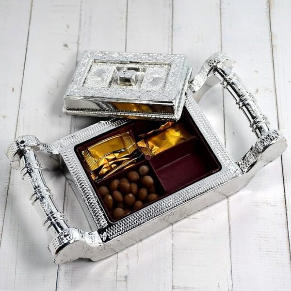 Royal Antique Silver-Finish Dry Fruit Box & Serving Tray Royal Antique Silver-Finish Dry Fruit Box & Serving Tray