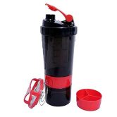 Premium 3-in-1 Protein Shaker Bottle (500ml) with Storage Compartments & Mixer Ball – Leak-Proof Gym Shaker