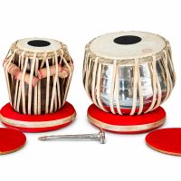 Professional Indian Tabla Set – Authentic Sheesham Wood Dayan & Steel Bayan with Tuning Hammer and Cushions