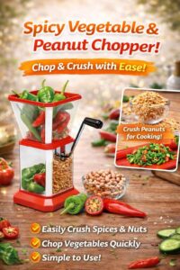 Manual Vegetable Chopper & Peanut Crusher with Hand Crank
