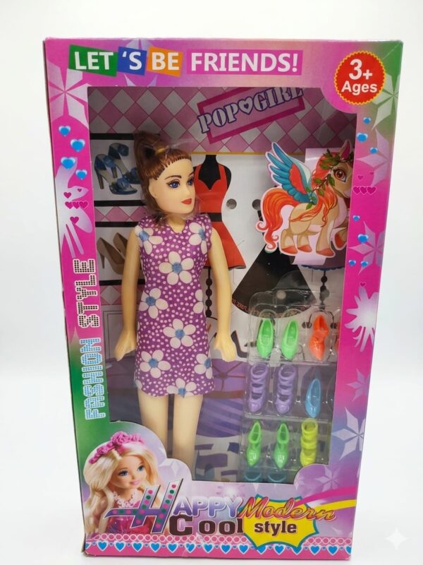 Modern Fashion Style Doll Set – Trendy Beauty Doll with Multiple Shoe Variations & Pegasus Accessory