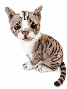 Realistic Plush Cat Soft Toy – Cute Tabby Kitten Stuffed Animal for Kids & Home Decor