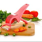 2-in-1 Tomato Slicer & Peeler Tool – Professional Handheld Slicing Guide with Built-in Y-Shaped Peeler for Uniform Vegetable Slices