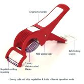 2-in-1 Tomato Slicer & Peeler Tool – Professional Handheld Slicing Guide with Built-in Y-Shaped Peeler for Uniform Vegetable Slices