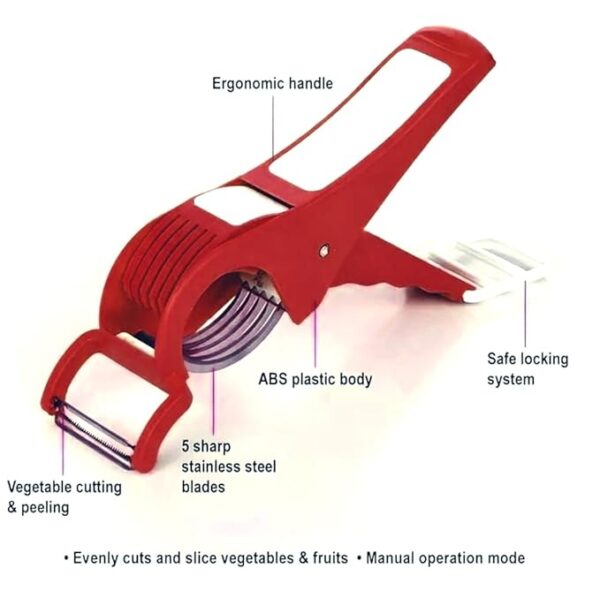 2-in-1 Tomato Slicer & Peeler Tool – Professional Handheld Slicing Guide with Built-in Y-Shaped Peeler for Uniform Vegetable Slices