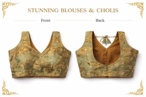 Women's Premium Sage & Gold Brocade Choli