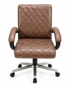 Executive Ergonomic Office Chair with 360° Swivel Wheels (Vintage Leather Brown)