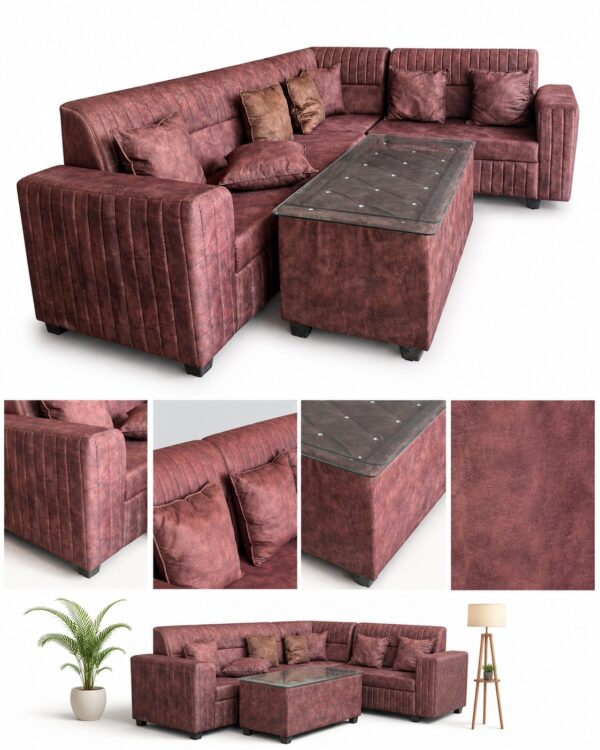L-Shaped Sectional Sofa Set with Toughened Glass Center Table 2 L-Shaped Sectional Sofa Set with Toughened Glass Center Table 2